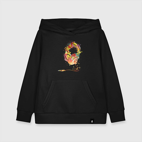 Детская толстовка-худи Наушники проводные / Черный – фото 1