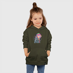Толстовка детская хлопковая Девушка рокерша с разноцветными волосами, цвет: хаки — фото 2