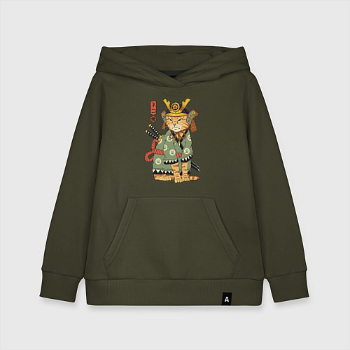 Детская толстовка-худи Samurai battle cat / Хаки – фото 1