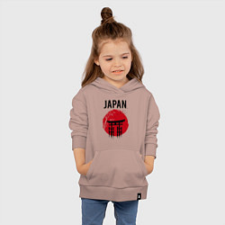 Толстовка детская хлопковая Japan red sun, цвет: пыльно-розовый — фото 2