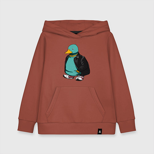 Детская толстовка-худи Уточка в курточке / Кирпичный – фото 1