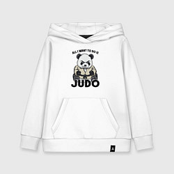 Толстовка детская хлопковая Дзюдо панда, цвет: белый