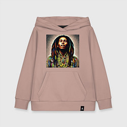 Толстовка детская хлопковая Боб Марли в кислотном мундире, цвет: пыльно-розовый