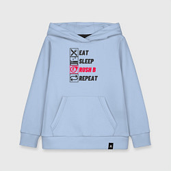 Толстовка детская хлопковая Eat sleep rush b repeat, цвет: мягкое небо