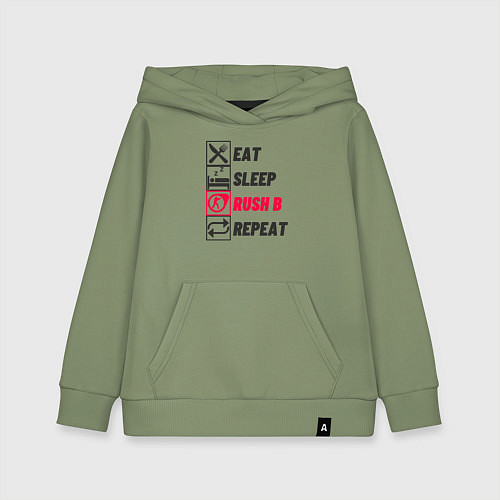 Детская толстовка-худи Eat sleep rush b repeat / Авокадо – фото 1