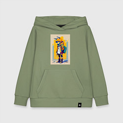 Толстовка детская хлопковая Fox cub - urban style - neural network, цвет: авокадо