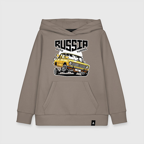 Детская толстовка-худи Russia tuning car / Утренний латте – фото 1