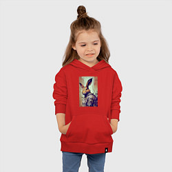 Толстовка детская хлопковая Модный зайчара - нейросеть, цвет: красный — фото 2
