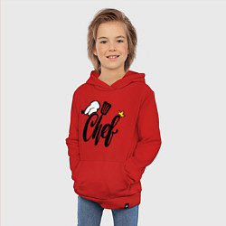 Толстовка детская хлопковая Надпись - шеф повар, цвет: красный — фото 2