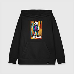 Толстовка детская хлопковая Funny panda - pop art, цвет: черный