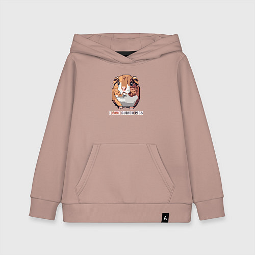 Детская толстовка-худи Пиксель морская свинка / Пыльно-розовый – фото 1