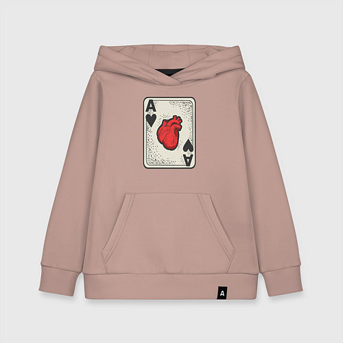 Детская толстовка-худи Туз сердца / Пыльно-розовый – фото 1