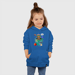Толстовка детская хлопковая Кот космонавт в кармане, цвет: синий — фото 2