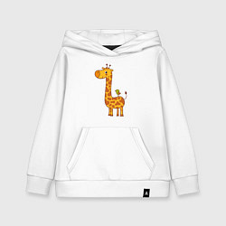Толстовка детская хлопковая Жираф и птичка, цвет: белый