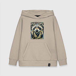 Толстовка детская хлопковая Енот в мундире fisheye, цвет: миндальный