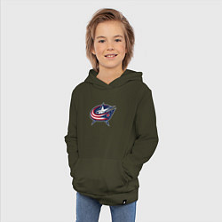 Толстовка детская хлопковая Columbus blue jackets - hockey team - emblem, цвет: хаки — фото 2