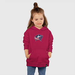 Толстовка детская хлопковая Columbus blue jackets - hockey team - emblem, цвет: маджента — фото 2