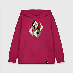 Толстовка детская хлопковая Масти игральных карт: пики трефы бубны и червы, цвет: маджента