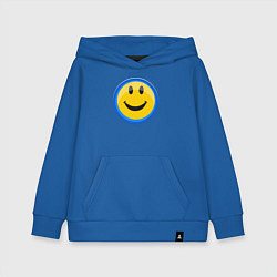 Толстовка детская хлопковая Смайлик улыбающийся эмодзи, цвет: синий