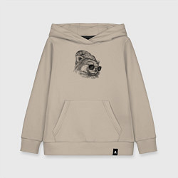 Толстовка детская хлопковая Красная панда в шапке, цвет: миндальный