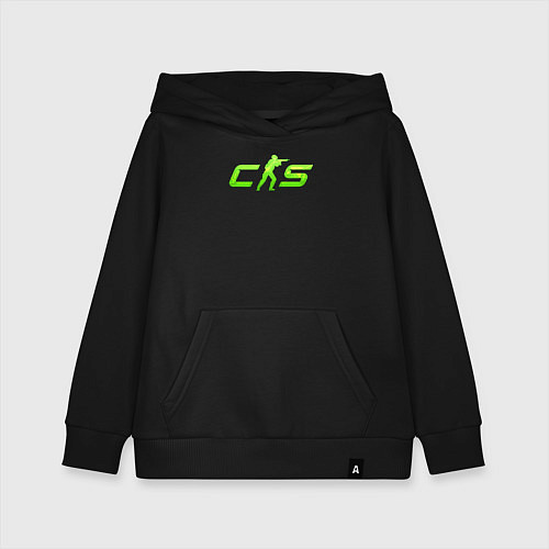 Детская толстовка-худи CS2 green logo / Черный – фото 1