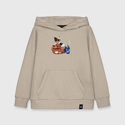 Толстовка детская хлопковая Кошка с Тыквой, цвет: миндальный