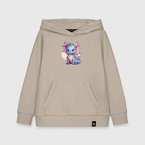 Детская толстовка-худи Cute dragon cat / Миндальный – фото 1