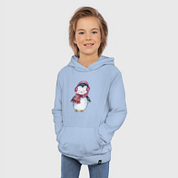 Толстовка детская хлопковая Милый пингвин в наушниках, цвет: мягкое небо — фото 2