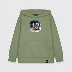 Толстовка детская хлопковая Космические футболисты, цвет: авокадо