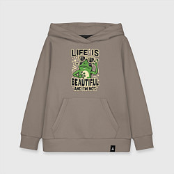 Толстовка детская хлопковая Жизнь прекрасна, а я нет, цвет: утренний латте