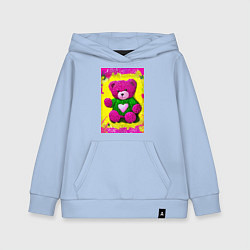 Толстовка детская хлопковая Розовый мишка плюшевый, цвет: мягкое небо