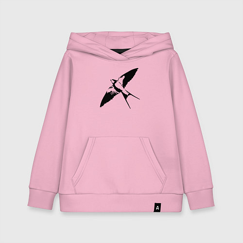 Детская толстовка-худи Ласточка парит трафарет / Светло-розовый – фото 1