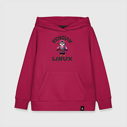Детская толстовка-худи Система линукс пингвин в кимоно