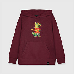 Толстовка детская хлопковая Милый дракончик в свитере, цвет: меланж-бордовый