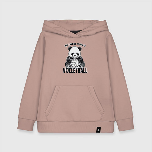 Детская толстовка-худи Panda volleyball / Пыльно-розовый – фото 1