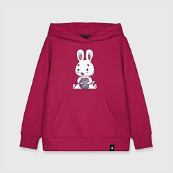 Толстовка детская хлопковая Кролик с кружкой, цвет: маджента