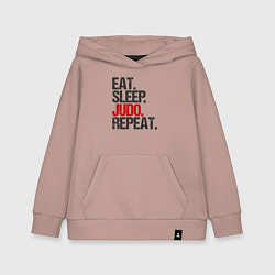 Толстовка детская хлопковая Eat sleep judo repeat, цвет: пыльно-розовый