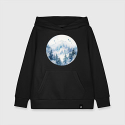 Толстовка детская хлопковая Горы в тумане в круге, цвет: черный