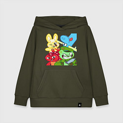 Толстовка детская хлопковая Four happy tree friends, цвет: хаки