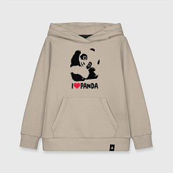 Толстовка детская хлопковая I love panda, цвет: миндальный