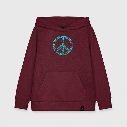 Детская толстовка-худи Peace life / Меланж-бордовый – фото 1