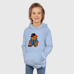 Толстовка детская хлопковая Мишка Марат в куртке, цвет: мягкое небо — фото 2