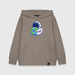 Толстовка детская хлопковая Космонавт и Земля, цвет: утренний латте
