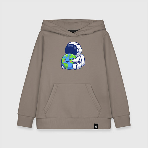 Детская толстовка-худи Космонавт и Земля / Утренний латте – фото 1