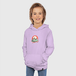 Толстовка детская хлопковая Старое авто на оранжевом небесном фоне, цвет: лаванда — фото 2