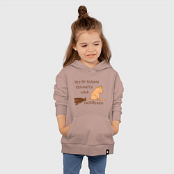 Толстовка детская хлопковая Мем капибара на метле: фея и ведьма, цвет: пыльно-розовый — фото 2