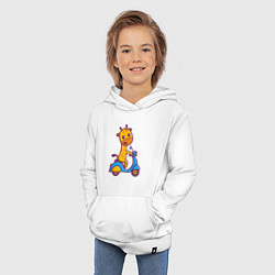 Толстовка детская хлопковая Жираф на мотороллере, цвет: белый — фото 2