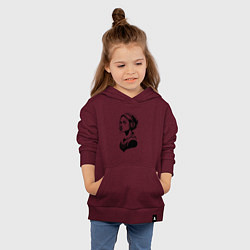 Толстовка детская хлопковая Девушка с музыкой, цвет: меланж-бордовый — фото 2