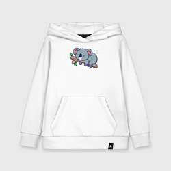 Толстовка детская хлопковая Коала на ветке, цвет: белый