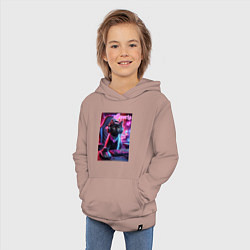 Толстовка детская хлопковая Чёрный котёнок - киберспорт, цвет: пыльно-розовый — фото 2